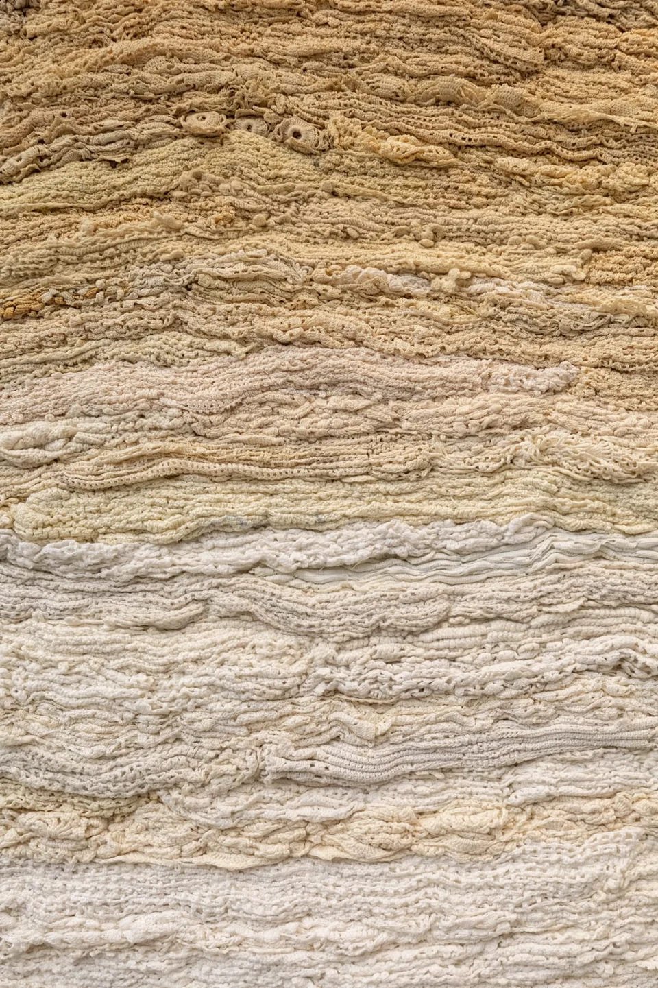 Detail of Stratify showing layers of lace, Semadaki fabrics and thread